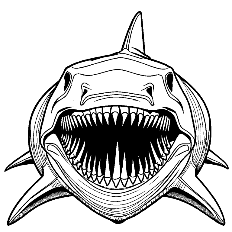 Megalodon Shark Fossil Coloring Page Lulu Pages