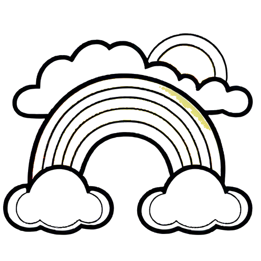 Simple Rainbow And Clouds Coloring Page Lulu Pages