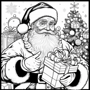 Christmas Santa with Gifts Coloring Page