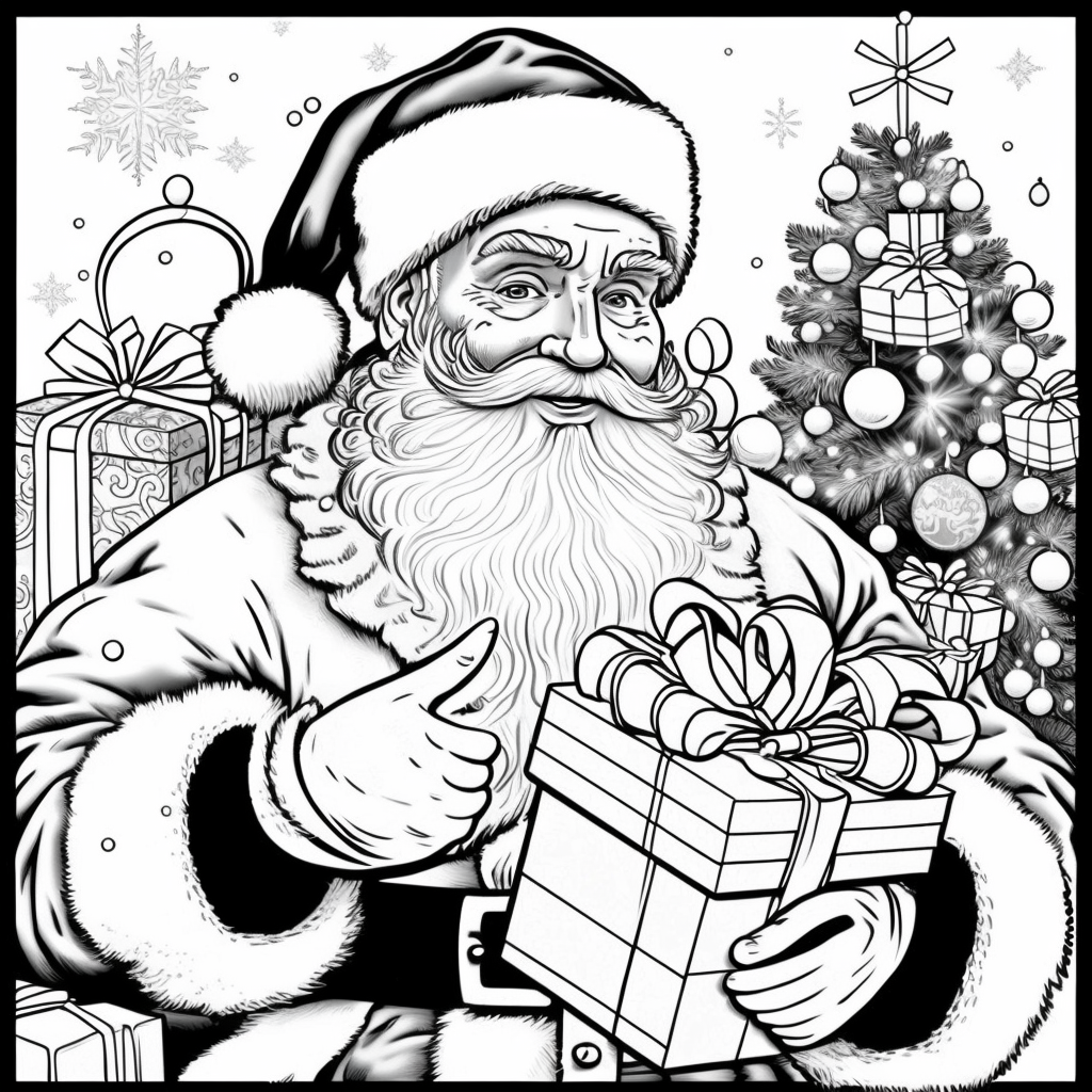 Christmas Santa with Gifts Coloring Page Lulu Pages