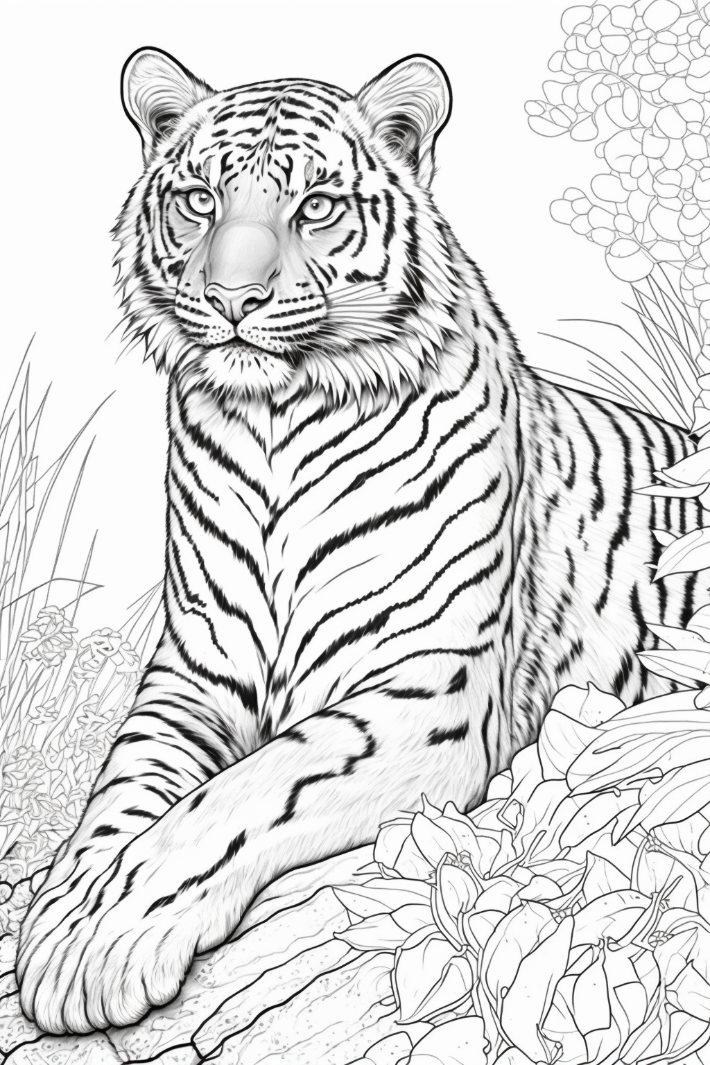 big tiger coloring page for kids