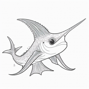 cute Swordfish Coloring Page white background