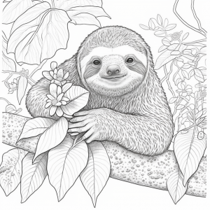 Realistic Sloth Coloring Page LULUPAGES