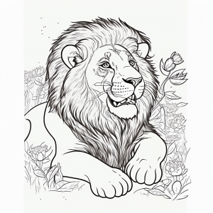 Realistic lion coloring page