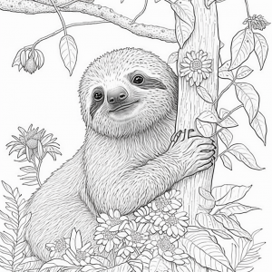 Sloth Coloring Page realistic
