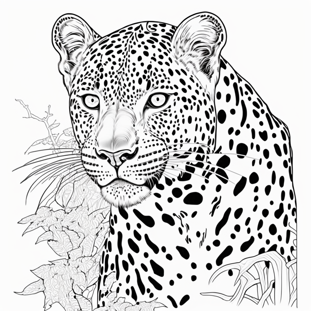 leopard coloring page HQ