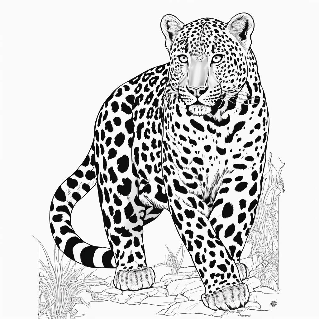 leopard coloring page full body