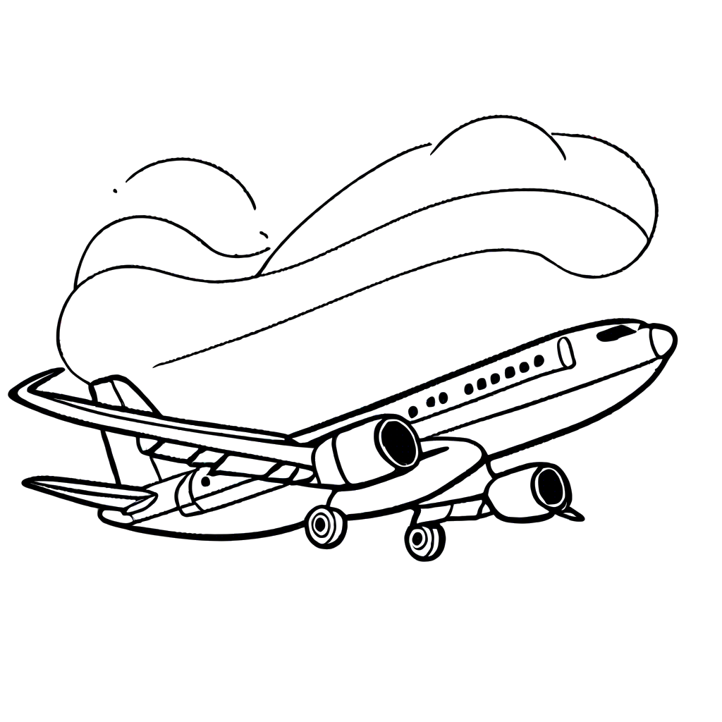 Hand-drawn airplane coloring page