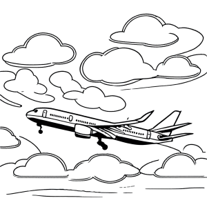 Airplane coloring page with cloud trail