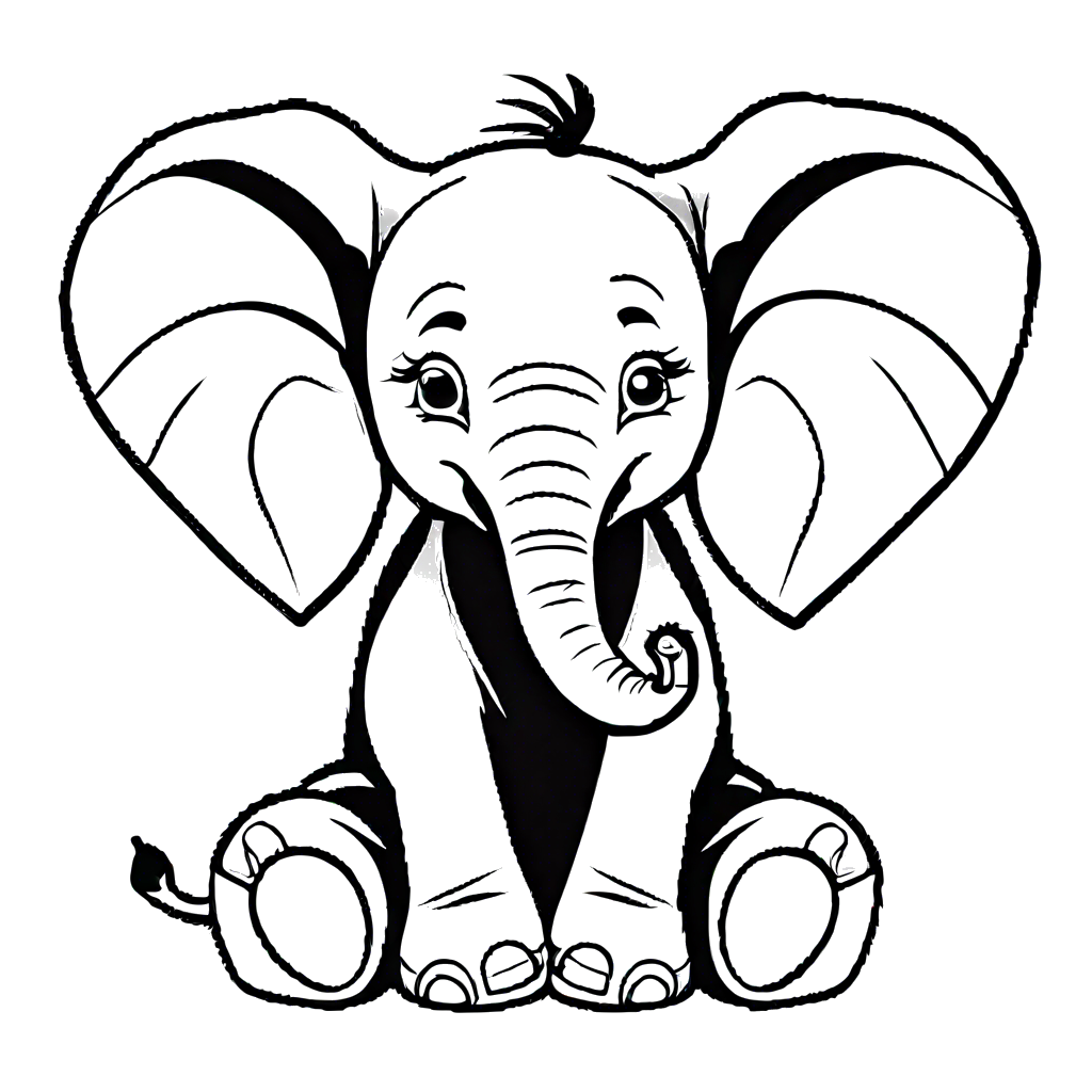 Sitting baby elephant coloring page
