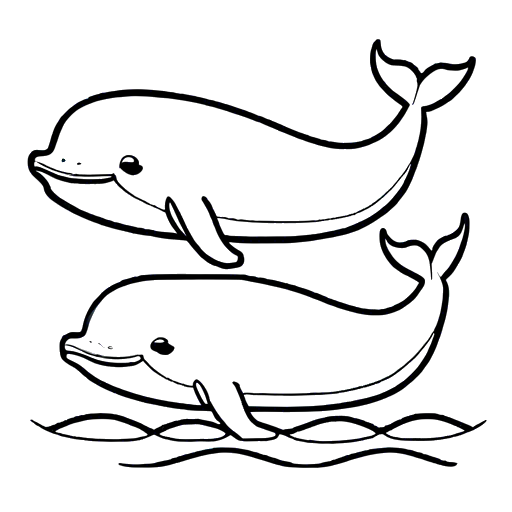 Cute baby and parent whale swimming coloring page