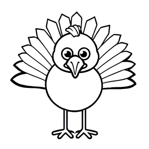 Turkey coloring page with large eyes and small beak