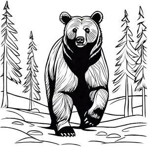 Brown bear standing on hind legs coloring page