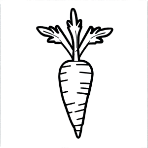 Carrot with leaves outline coloring page