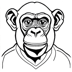 Simple cartoon chimpanzee coloring page