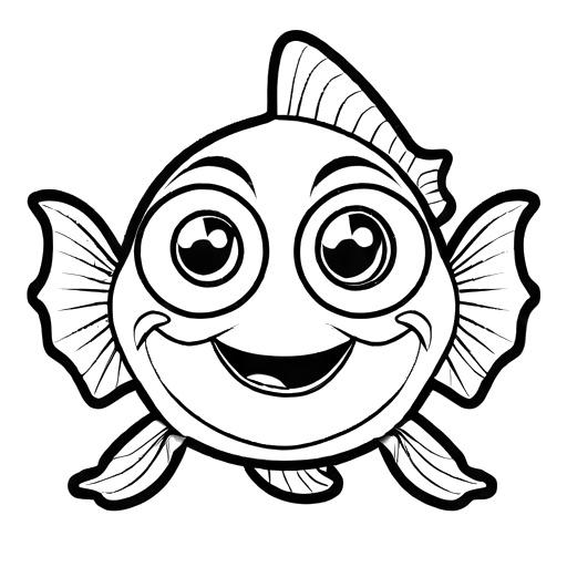 Cute cartoon fish coloring page for children