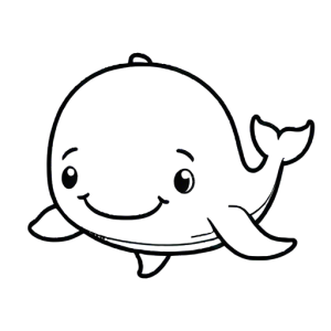 Smiling cartoon whale coloring page