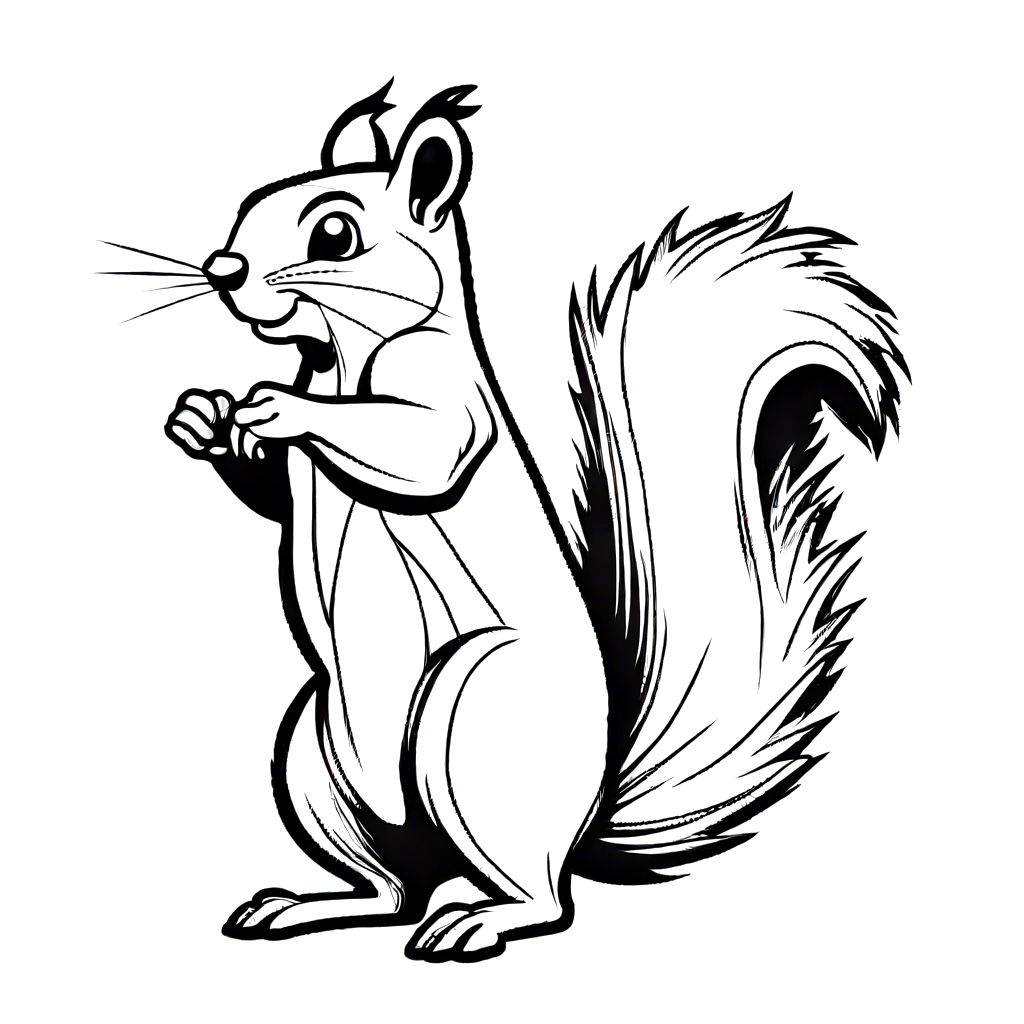 Cartoon squirrel coloring page standing on hind legs