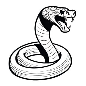 Coiled Cobra ready to strike coloring page