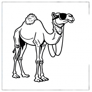 Camel with sunglasses outline for coloring