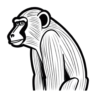 Curious baboon exploring surroundings Coloring Page