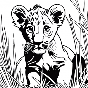 Inquisitive lion cub illustration