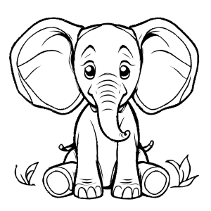 Cartoon elephant coloring page