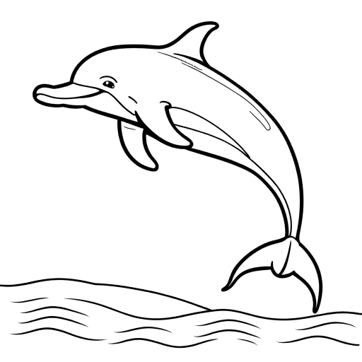 Dolphin outline drawing swimming in the ocean