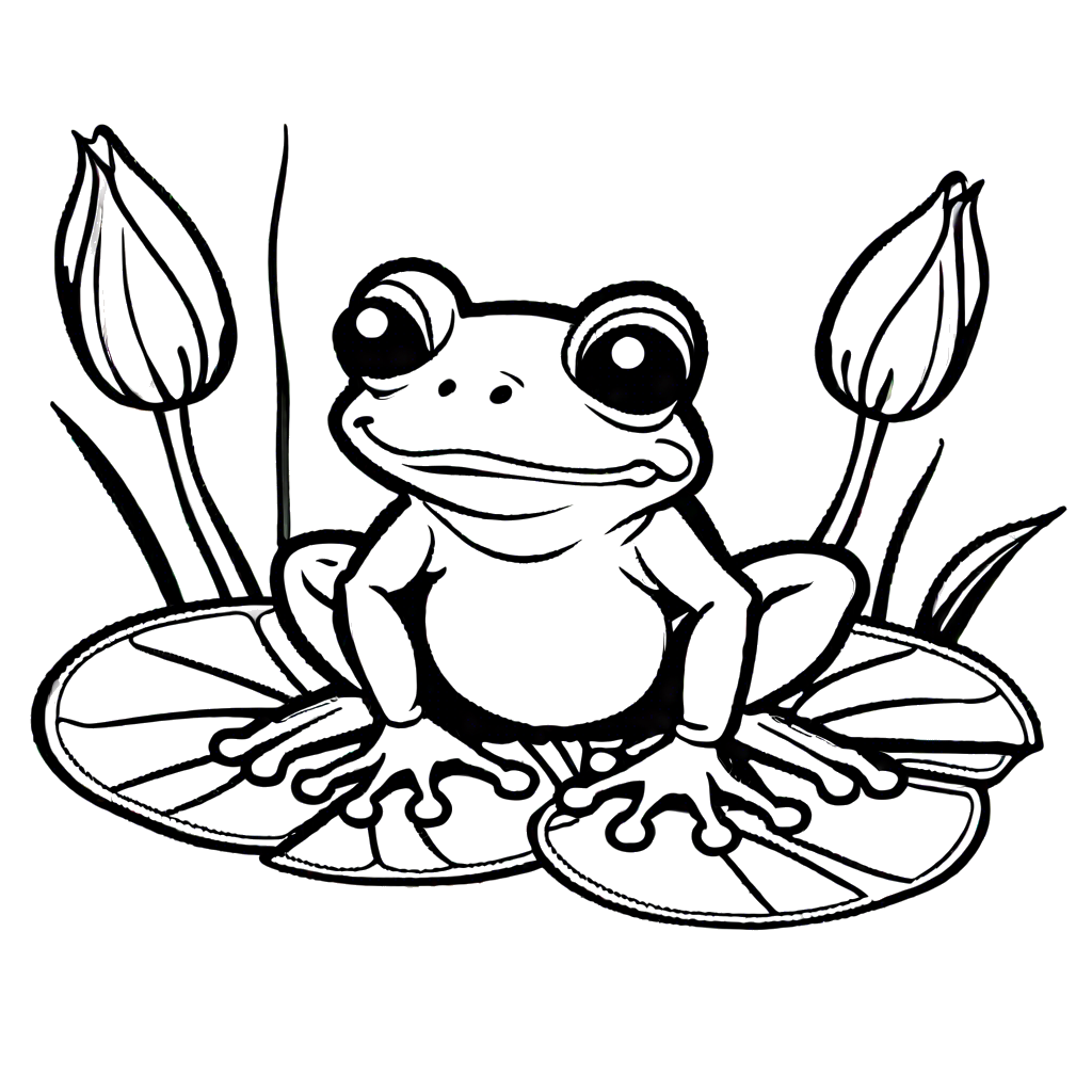 Frog sitting on a lily pad coloring page