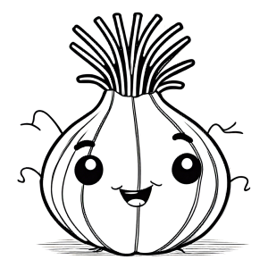 Adorable turnip illustration with small eyes and happy expression for coloring page