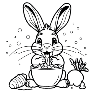 Rabbit Enjoys Tasty Carrot Snack coloring page