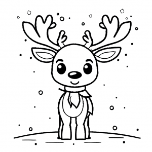Reindeer standing in the snow coloring page