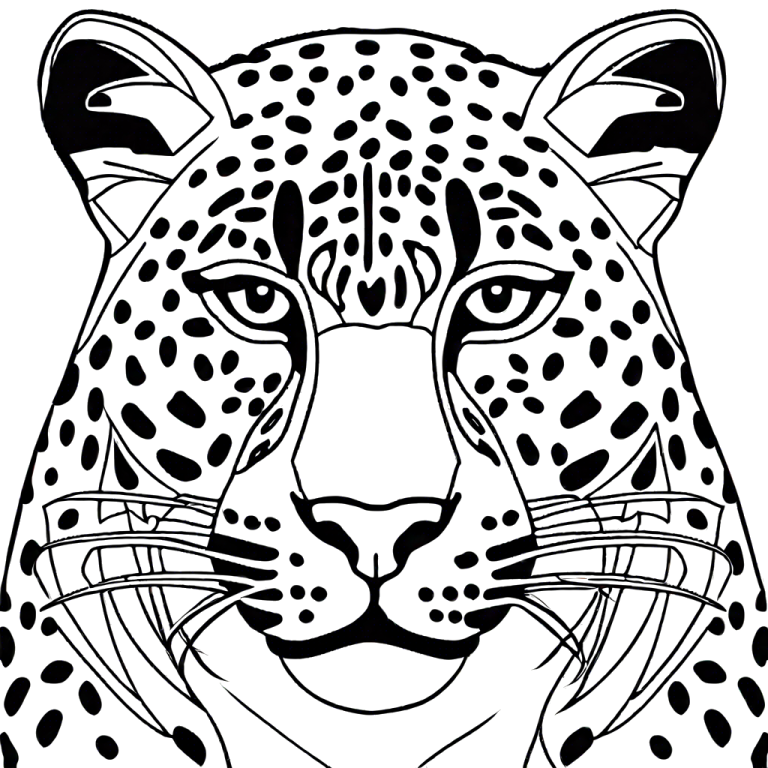 Detailed leopard face coloring page Lulu Pages