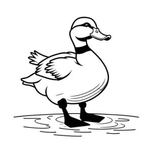 Stylish duck with bow tie for coloring page