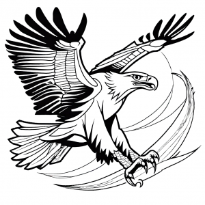 Eagle Coloring Page - Eagle flying in the sky