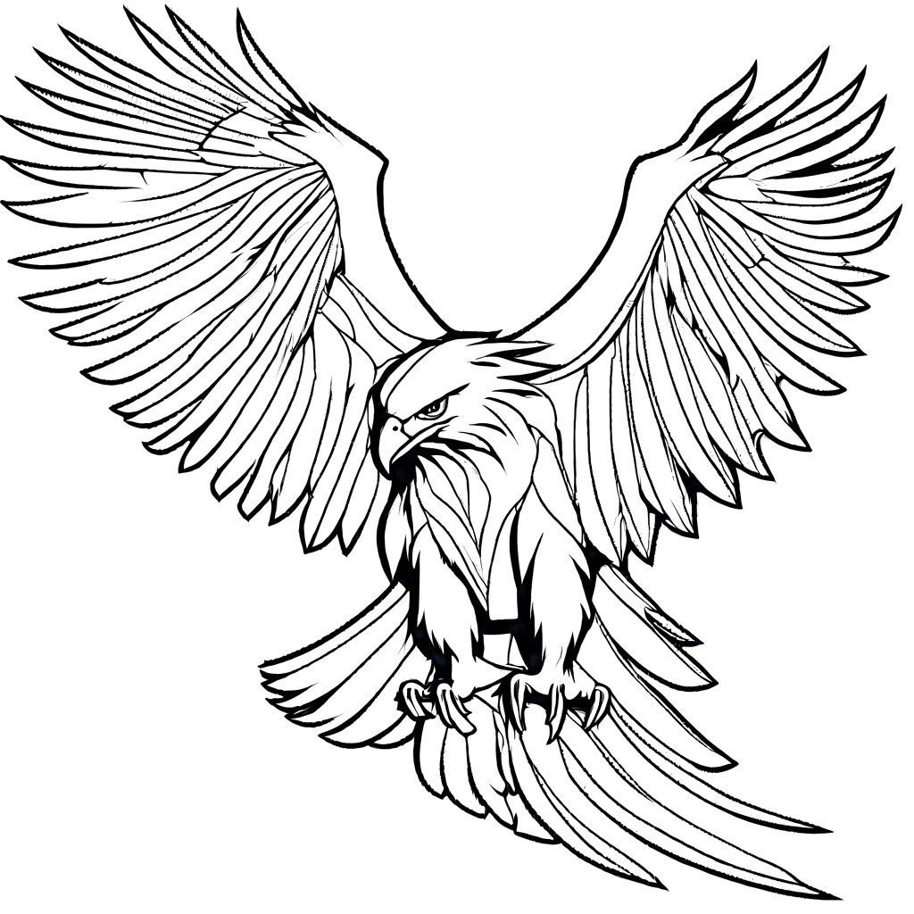 Eagle Predatory Coloring Page - Eagle with widespread wings