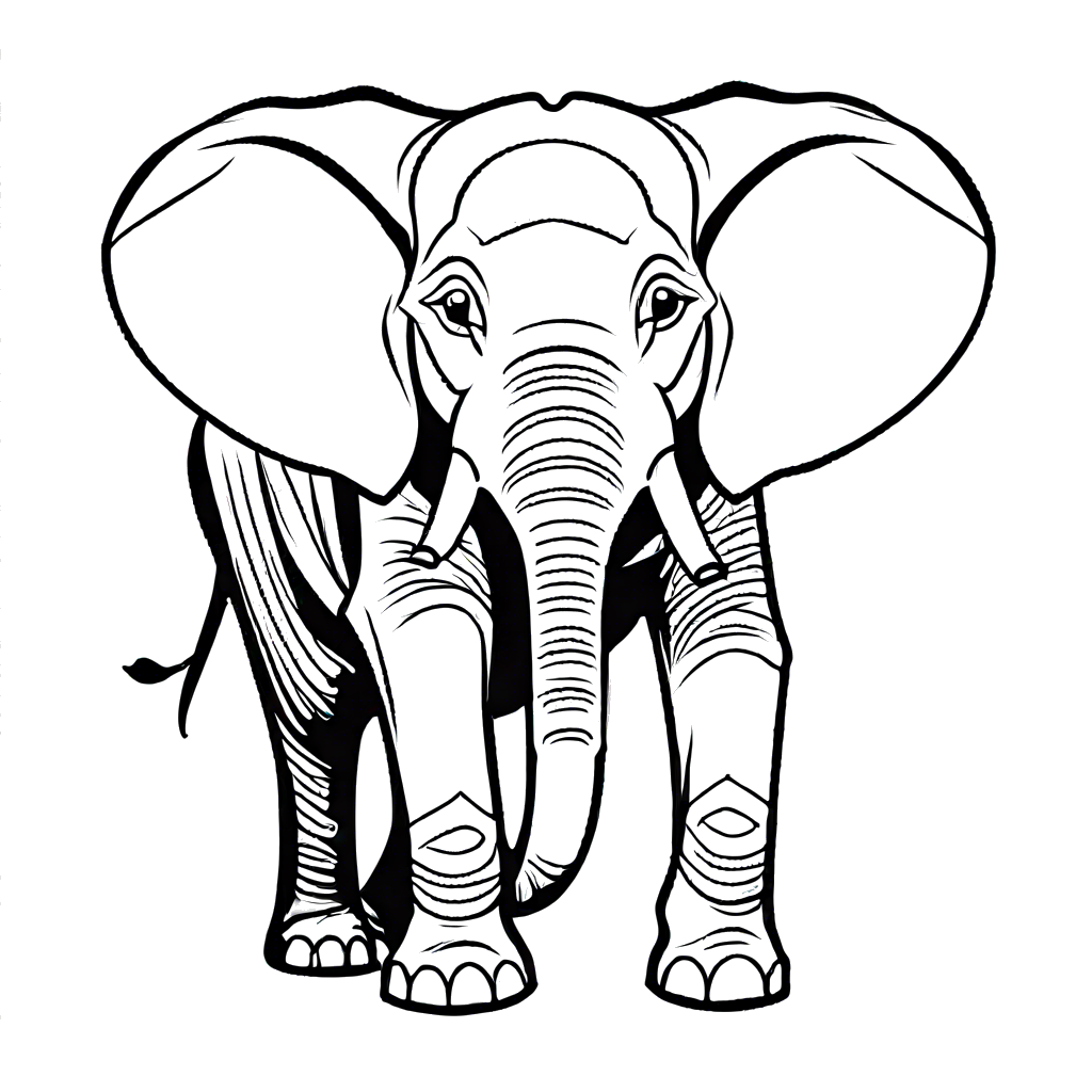 Elephant with raised trunk coloring page