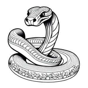 Cobra snake coloring page with floral pattern on hood and body