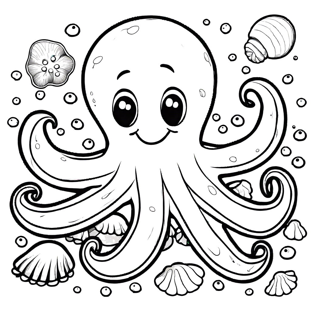 Friendly cartoon octopus coloring page Lulu Pages