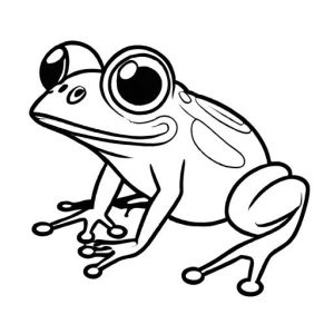 Frog catching a fly with its tongue sketch coloring page