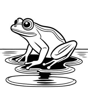 Frog with long legs sitting by the water outline coloring page