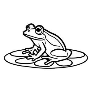 Frog outline sitting on a lily pad coloring page