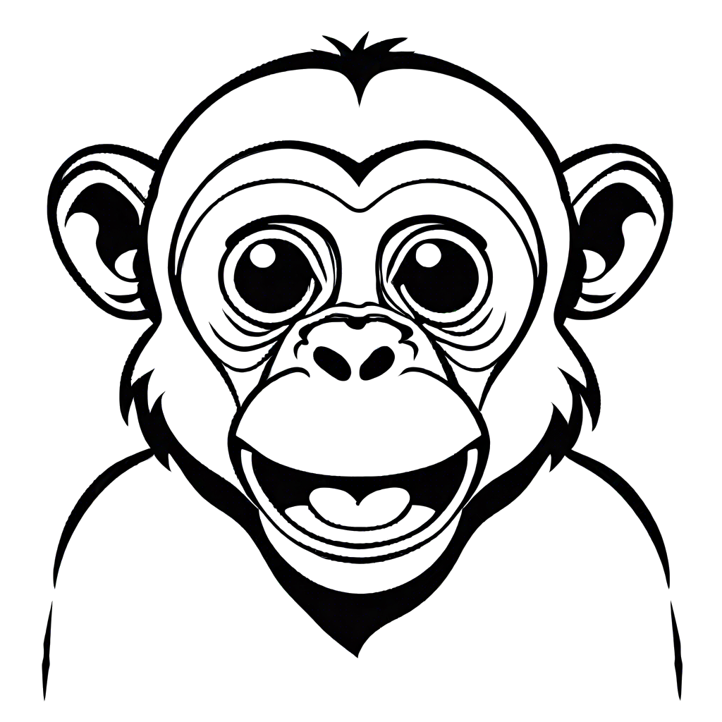 Monkey making a funny face and sticking out its tongue outline coloring page