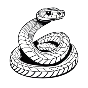 Cobra snake coloring page with geometric design on body