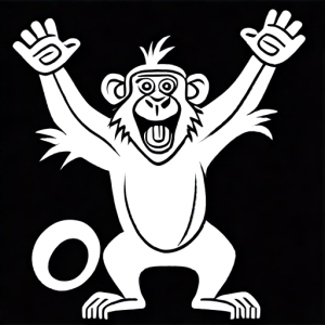 Cheerful baboon with arms raised Coloring Page