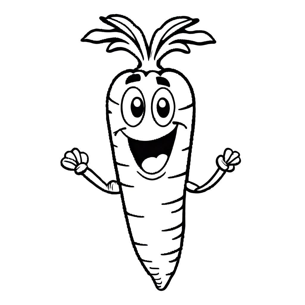 Cartoon Carrot Coloring Page
