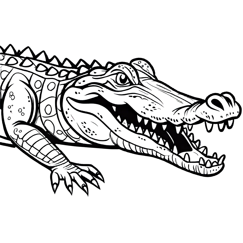 Smiling crocodile drawing for coloring page
