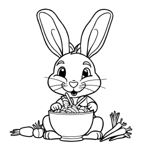 Rabbit Enjoys Carrot Snack coloring page