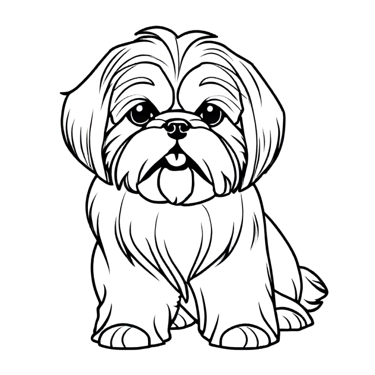 Happy shih tzu outline coloring page Lulu Pages