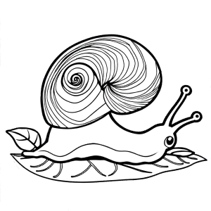 Snail coloring page crawling on a leaf Coloring Page